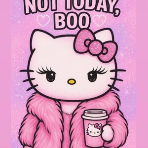 Hello Kitty Pink Glitter Bow 'Not Today, Boo' Graphic